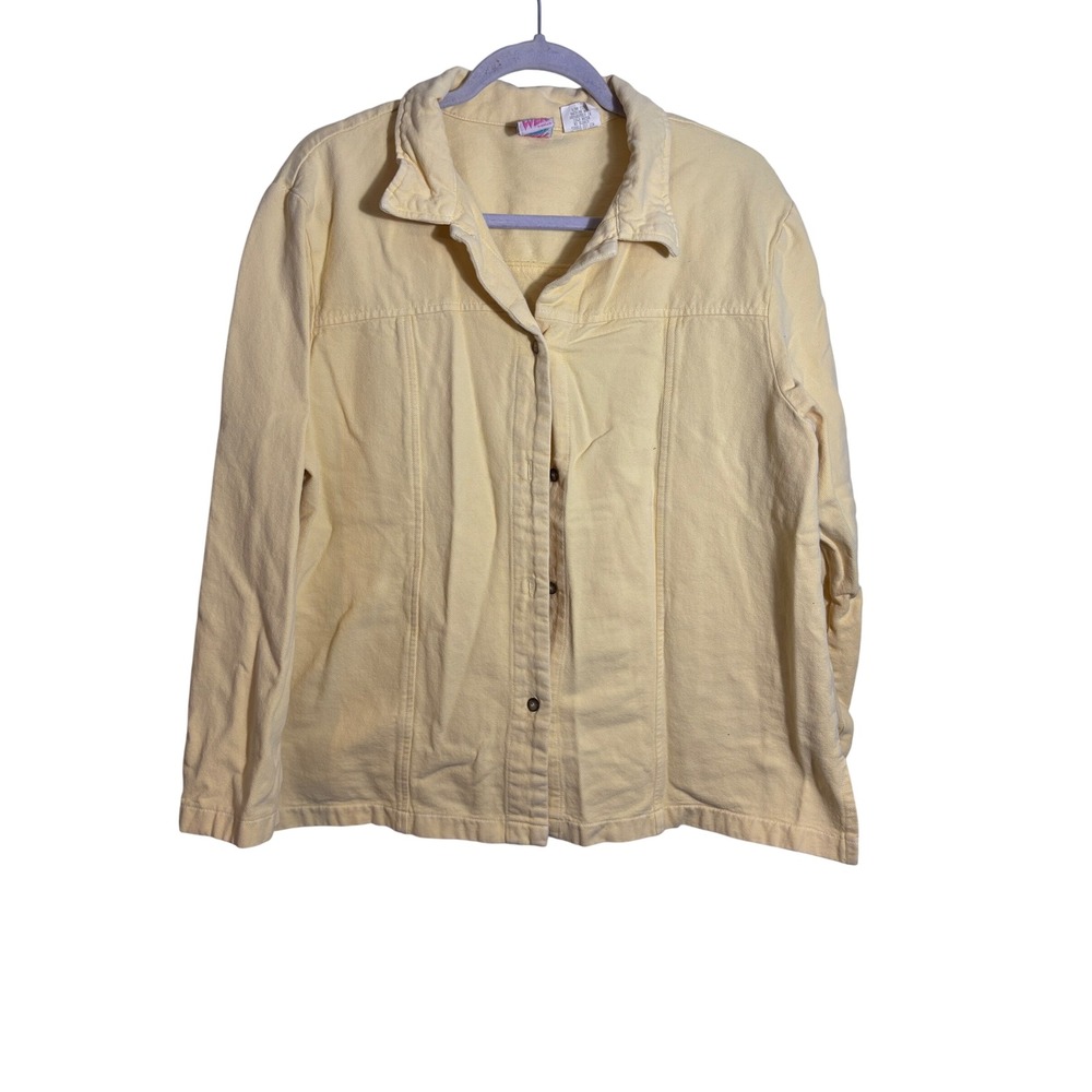 Vintage WEK Women Yellow 100% Cotton Denim Button Up Jacket Size Large
